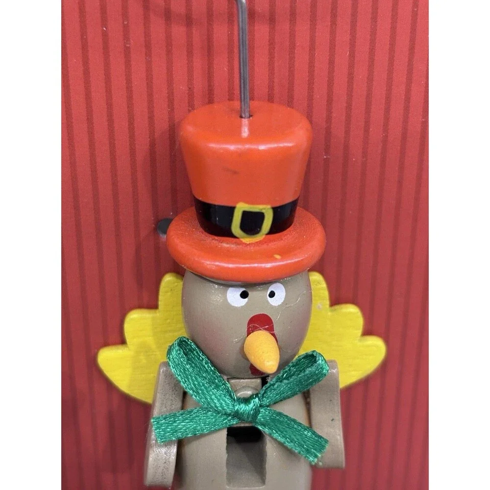 Set of 4 Thanksgiving Turkey Nutcracker Place Card Holders 5.5 Open Box